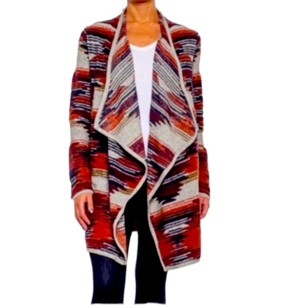 Lucky Brand Open-Front Aztec Print Sweater - Size Large